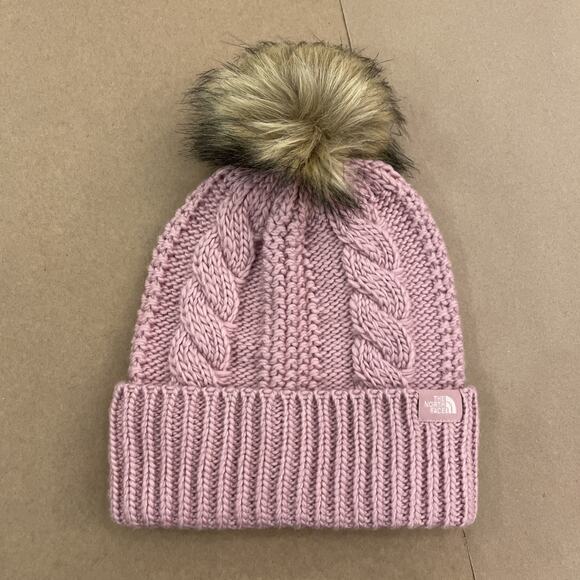NWT THE NORTH FACE Women's Oh Mega Fur Pom Beanie Maybe Pink One Size - Picture 1 of 4